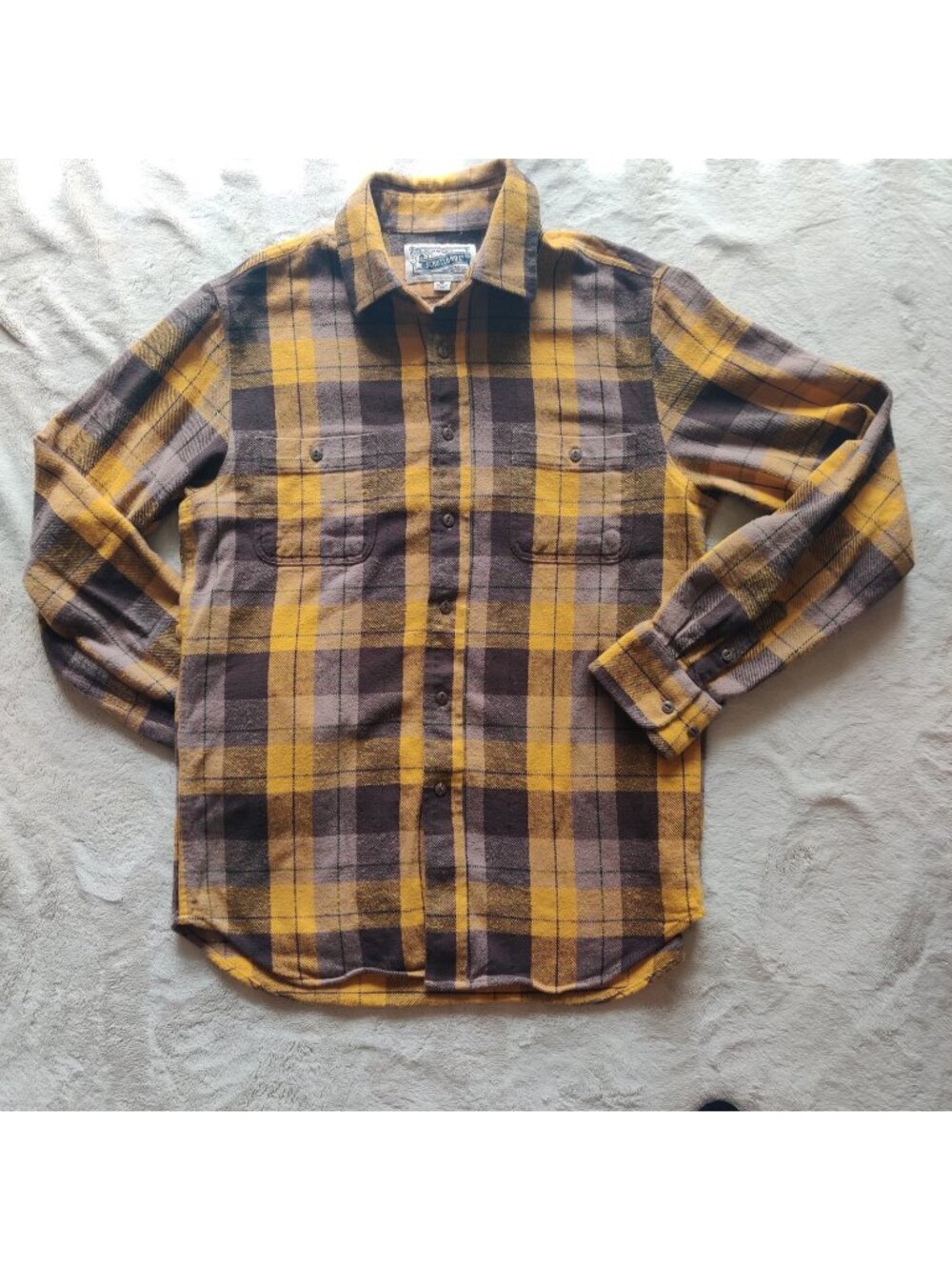 Schott Bros NYC yellow plaid flannel, 100% cotton